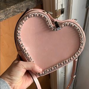 Rebecca Minkoff leather pink heart crossbody